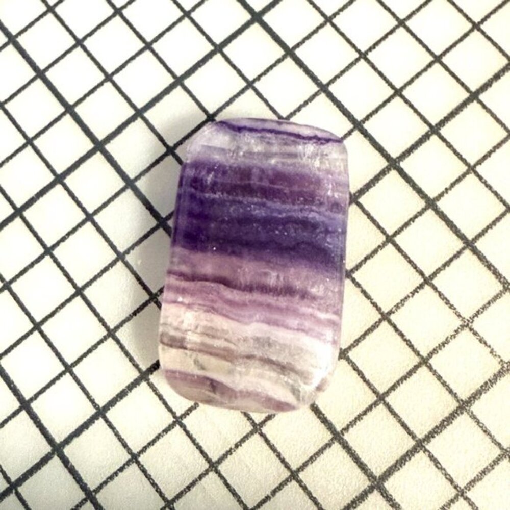 Natural Purple Fluorite Pendant, Large Genuine Gemstone Rectangular Pendant - Picture 5 of 13